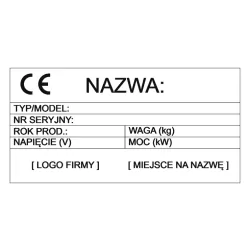 Tabliczka znamionowa (laminat + otwory montażowe) 10x5 cm