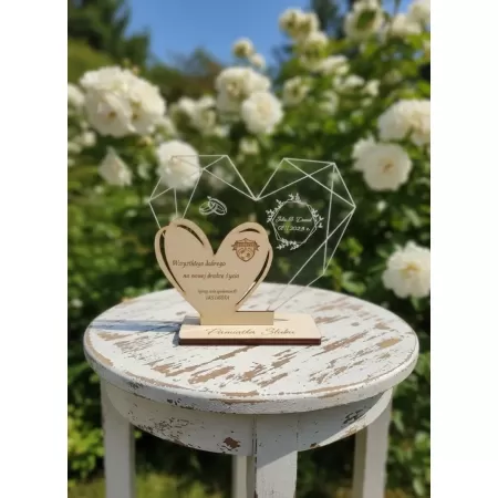 Pamiątka ślubu serce (wzór1) plexi + sklejka